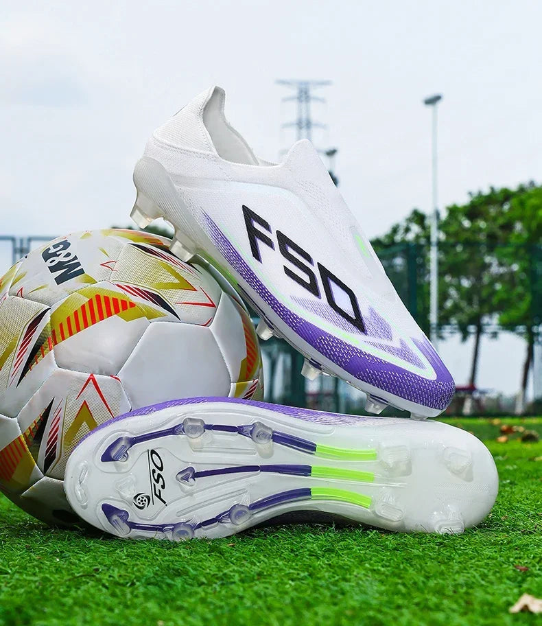 Botas de fútbol para hombre, tacos para césped, alta calidad para partido al aire libre, calzado antideslizante para niños, modelo de caña alta ligero muy vendido
