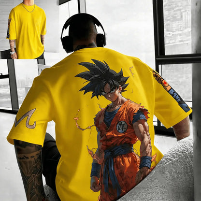 Letní tričko s motivem Dragon Ball – poškozený Goku, vintage anime, pánské, z čisté bavlny, ležérní, volný střih, sportovní, na každodenní nošení