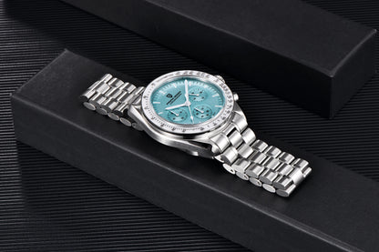 PAGANI DESIGN herenhorloge „New Moon“ – Luxe quartzhorloge, chronograaf, saffierglas met antireflectiebehandeling, keramische lunette, lichtgevende wijzers