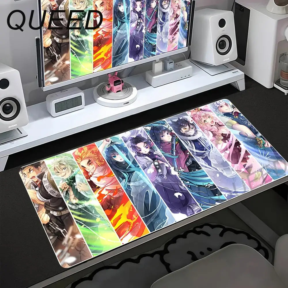 Podloga za računalni stol i tipkovnicu, anime podloga za miš, kawaii djevojka, 900x400mm, gumena protuklizna podloga za miš, Demon Slayers XL