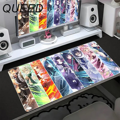 Podloga za računalni stol i tipkovnicu, anime podloga za miš, kawaii djevojka, 900x400mm, gumena protuklizna podloga za miš, Demon Slayers XL