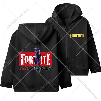 Juego de moda: sudaderas con capucha y cremallera de Fortnite. Chaqueta con capucha para niños. Sudadera fina de otoño. Ropa de manga larga para niño. Abrigo con capucha informal.