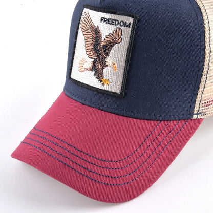 Cappellino trucker fashion con patch ricamata con capra, snapback da baseball quattro stagioni per uomo e donna, cappello con visiera regolabile