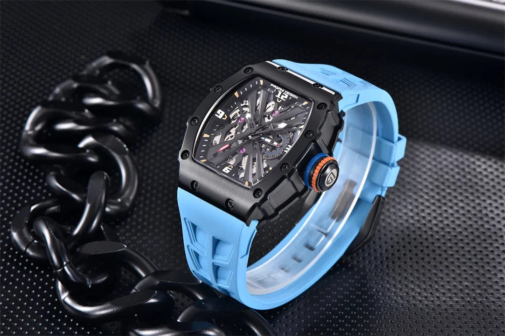 PAGANI DESIGN 42 MM Herren-Skelett-Quarzuhr Japan VH65 Saphirglas Edelstahl 50M wasserdicht Armbanduhren PD1738 Neu