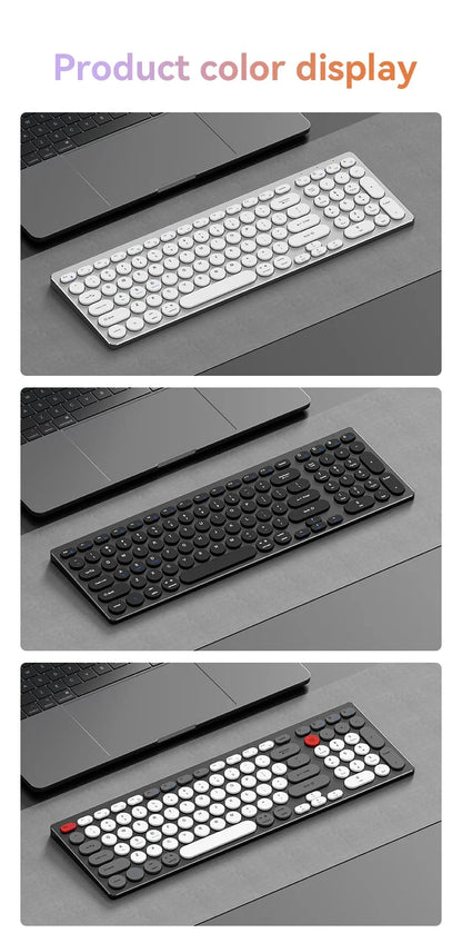 98-Key Ultra-Thin Silent Keyboard with Scissor-Switch, Tri-Mode BT/2.4G/Type-C Connectivity&Ergonomic Design For Typing