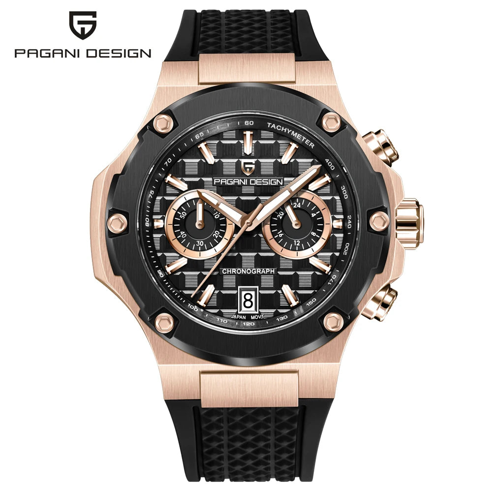 Relojes de cuarzo para hombre PAGANI DESIGN: cronógrafo deportivo de lujo, hermético, con agujas luminiscentes y cristal de zafiro con tratamiento antirreflectante