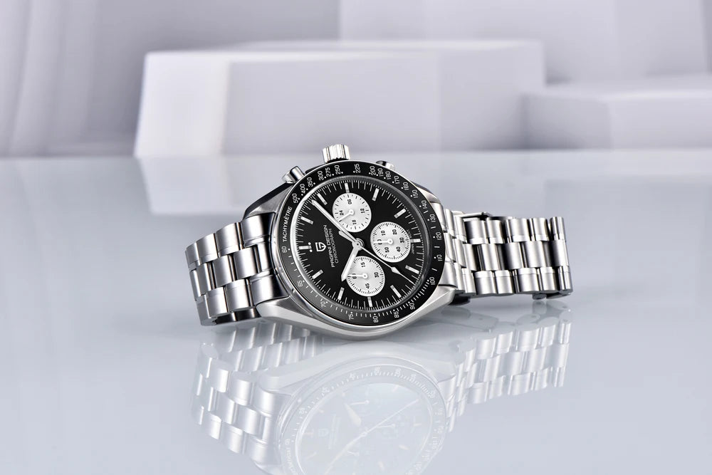 montre PAGANI DESIGN Moon – Chronographe à quartz de luxe pour homme, style sportif, verre saphir avec traitement antireflet, affichage luminescent