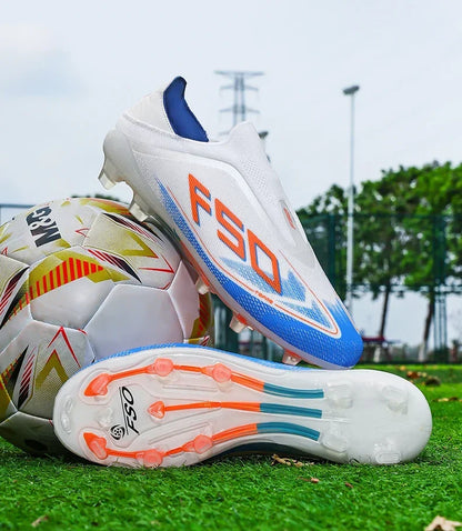 Botas de fútbol para hombre, tacos para césped, alta calidad para partido al aire libre, calzado antideslizante para niños, modelo de caña alta ligero muy vendido