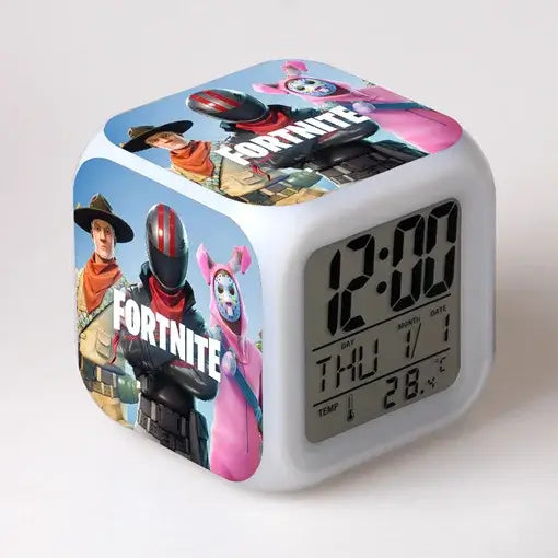 Fortnite-Wecker, niedlich, modisch, im Cartoon-Stil, personalisiert, kreativ, Kawaii, minimalistischer LED-Wecker, Geschenk zum Geburtstag von Freunden