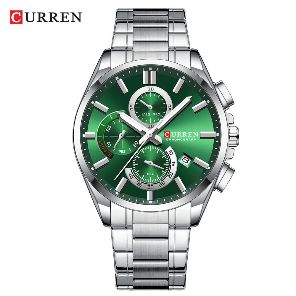 CURREN mode décontracté homme d'affaires montre de luxe bracelet en acier inoxydable montres à Quartz lumineux chronographe calendrier montre