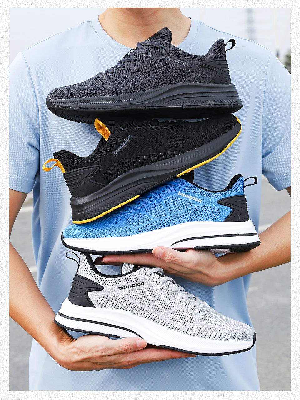 Ténis de corrida para homem da marca Baasploa: ténis casuais de malha, de designer, leves, com atacadores, novos, para desporto ao ar livre e ténis de ténis
