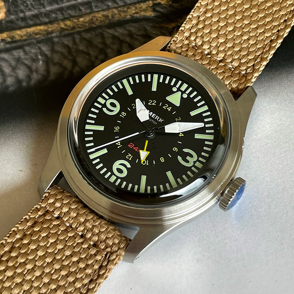 Merkur Retro Watch for Men Skin Diver Watch Vintage 24H Automatic Mechanical Watch 38mm Luminous Waterproof Relojes Para Hombres