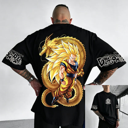 T-shirt de algodão de manga curta com estampado de Dragon Ball Z – Son Goku e Vegeta – Roupa para homem e mulher – Estilo Harajuku, Y2K, vintage, verão, streetwear