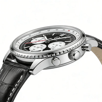 QINGXIYA Montre de luxe pour homme, à quartz, étanche, luminescente, avec date et chronographe, bracelet en cuir, montre-bracelet militaire et sportive pour homme, Reloj