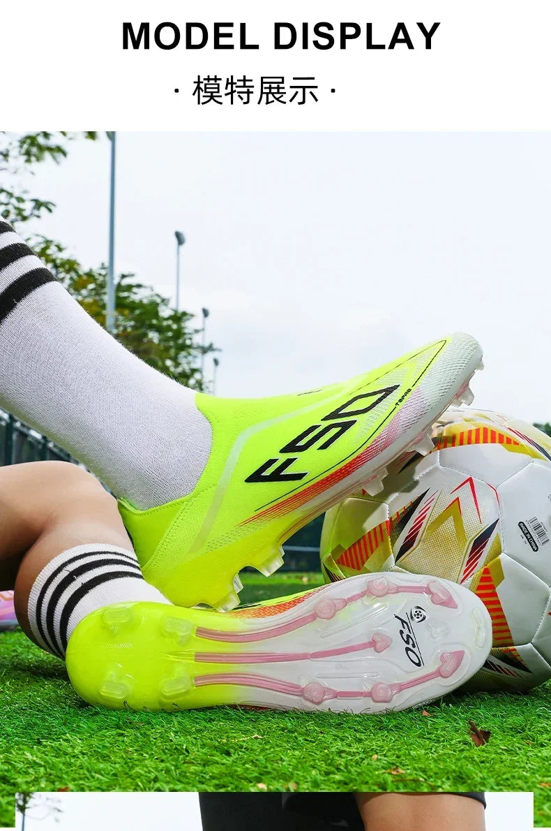 New Men Soccer Shoes Hot-selling Grass Cleats High-quality Match Outdoor Football Boots Non-Slip Boys Sneakers High-top Light