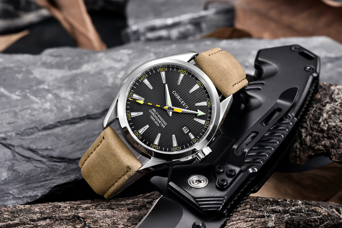 Orologi CORGEUT NH35/MIYOTA 8215 da uomo con cinturino in pelle, meccanici automatici, vetro zaffiro, orologi alla moda, casual e sportivi