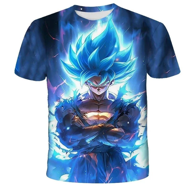 T-shirt d'été à manches courtes pour enfants avec imprimé graphique Dragon Ball Z en 3D - Best-seller - T-shirt tendance pour enfants et adultes - Goku Y2k