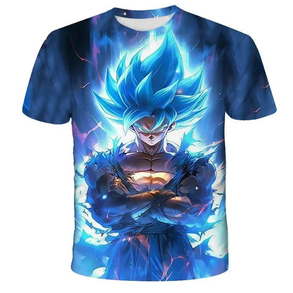 T-shirt d'été à manches courtes pour enfants avec imprimé graphique Dragon Ball Z en 3D - Best-seller - T-shirt tendance pour enfants et adultes - Goku Y2k