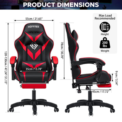 Gaming Chair with Massage Ergonomic Computer Chair Footrest and Lumbar Support Reclining PC Game Chair Adjust Armrest Headrest