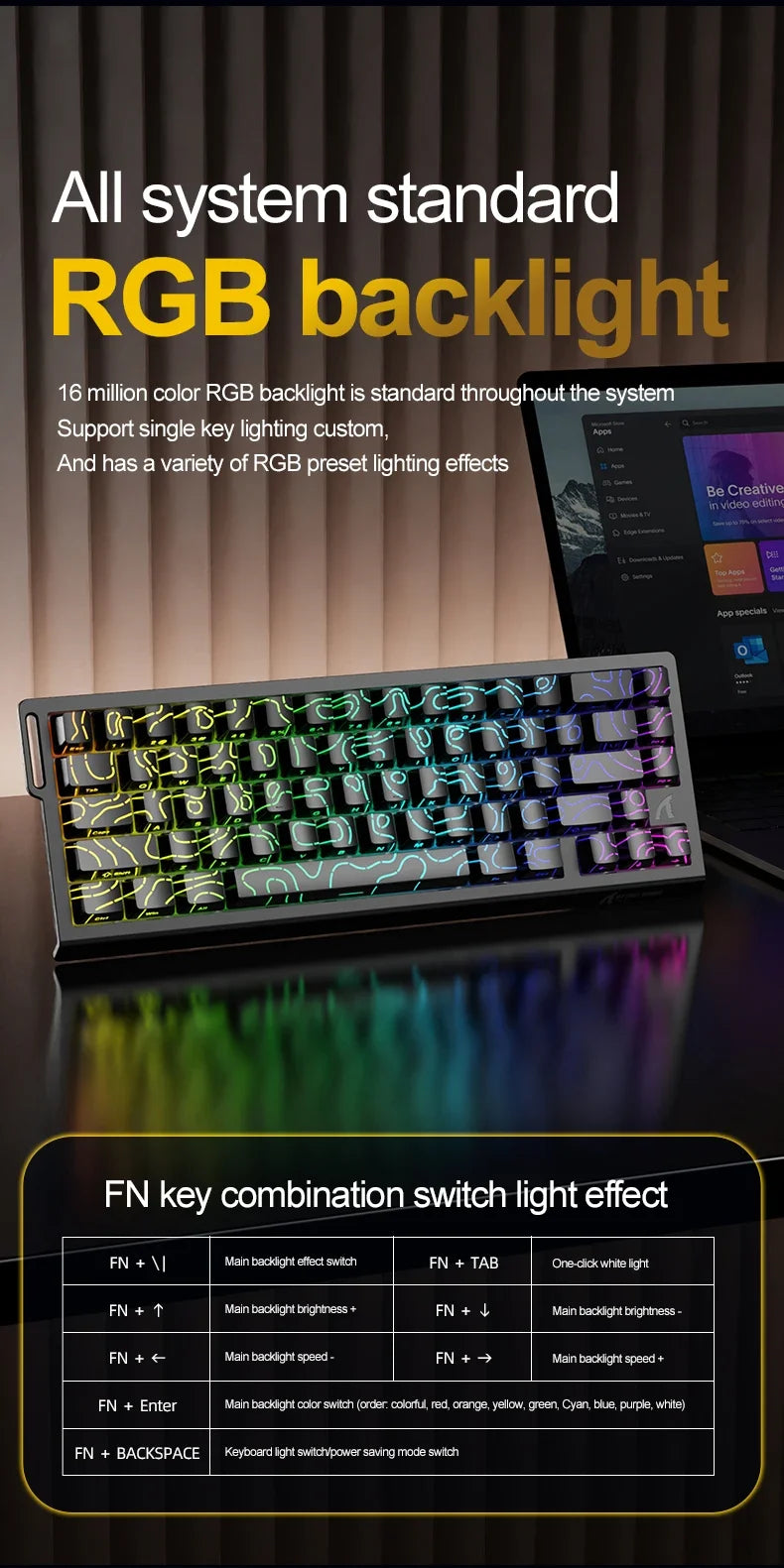 X68HE ATTACK SHARK Magnetic Gaming Keyboard Mechanical Wired for Pro Gaming 0.01mm Rapid Trigg 8000Hz SOCD/Rs 0.125ms 128K Rate