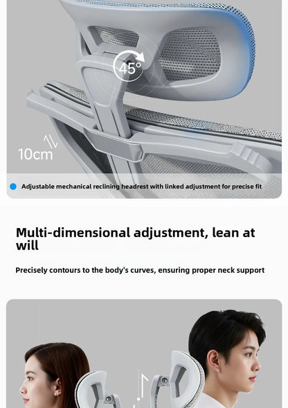 Adjustable Ergonomic Mesh Office Chair, Breathable High Back Computer Desk Chair with 6D Lumbar Support & Retractable Footrest