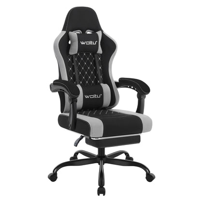 WOLTU Massage Gaming Chair Ergonomic Swivel Computer Chair with Pillow & Footrest Adjustable Headrest Lumbar Support Gamer Chair