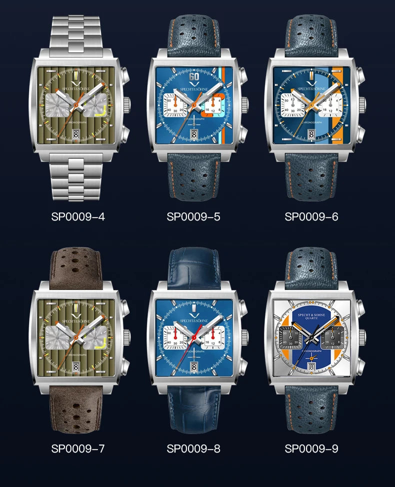 Relojes Hombre Specht & Söhne New Hot Watches Men Luxury Brand Male Japan VK64 Chronograph Trendy Sport Wristatch Waterproof