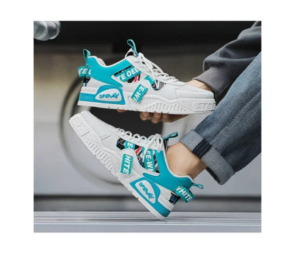 Scarpe da skateboard da uomo, sneakers estive, in pelle, casual, alla moda, per attività all'aperto, corsa, sport, escursionismo, tennis, con zeppa, di marca, di lusso