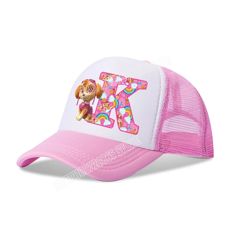 Paw Patrols Baseball Cap Skye Cartoon Anime A-Z Letters Printed Girls Headwear Summer Athleisure Adjustable Fashion Hats Gift