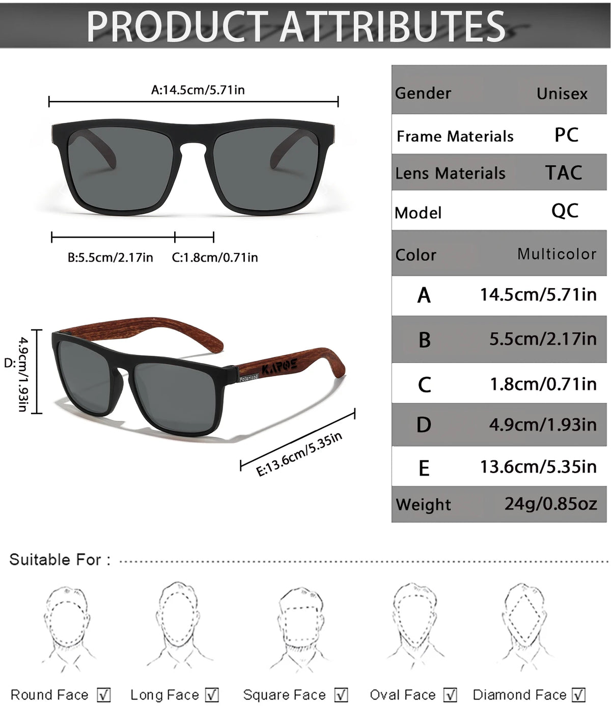 Karos Vintage Polarized Sunglasses Fashion Square Travel Driving Fishing Glasses Men Women Sports UV400 Eyewear Box YZ2024WB