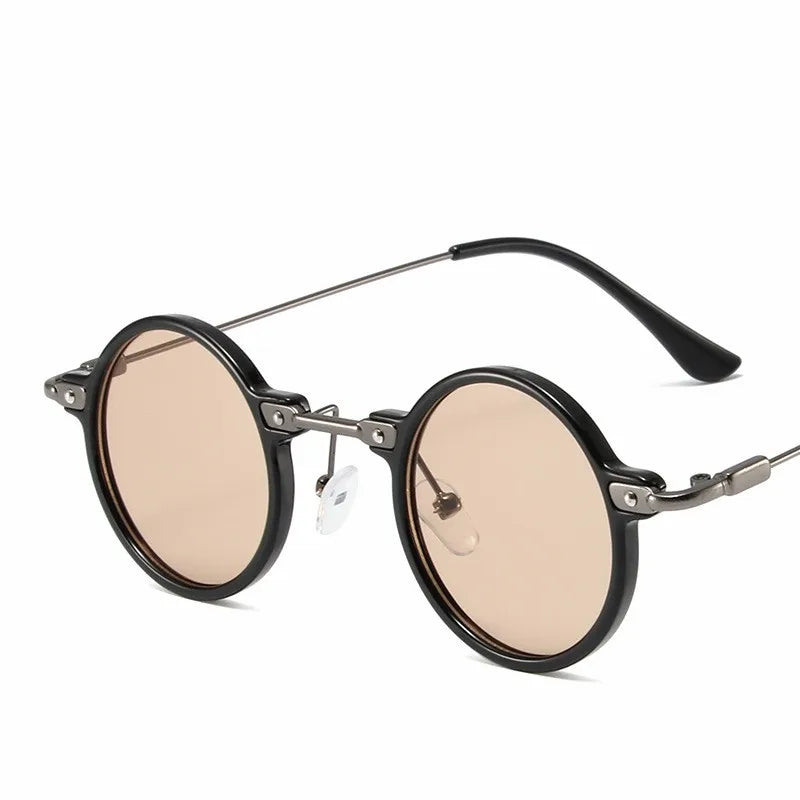 Occhiali da sole rotondi per uomo e donna, occhiali da sole retrò in stile steampunk, occhiali da sole da uomo e da donna, occhiali da sole di marca, montatura in metallo, occhiali da sole