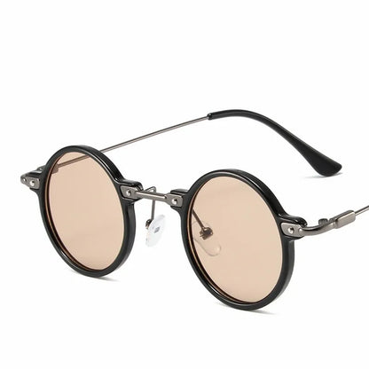 Occhiali da sole rotondi per uomo e donna, occhiali da sole retrò in stile steampunk, occhiali da sole da uomo e da donna, occhiali da sole di marca, montatura in metallo, occhiali da sole
