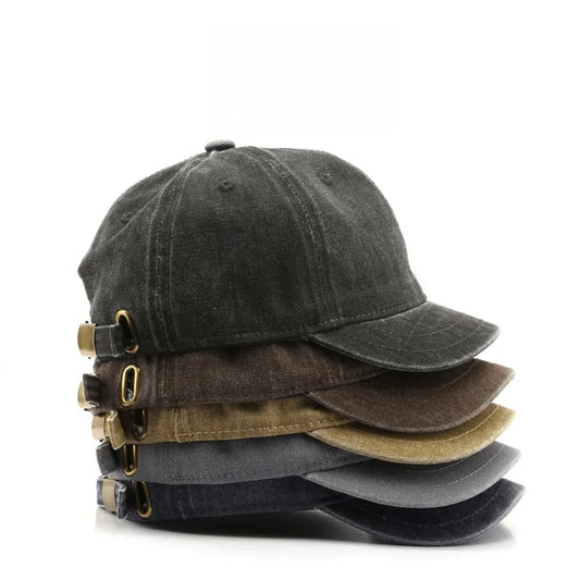 New Retro Short Brim Baseball Caps for Man Women Solid Color Adjustable Outdoor Sun Visor Hats Cotton Streetwear Hip Hop Hats