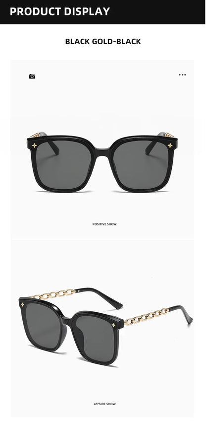 Square Sunglasses for Woman 2023 Vintage Big Frame Black Mirror Sun Glasses Shading Polarizer Sexy Female Travel Eyewear Uv400