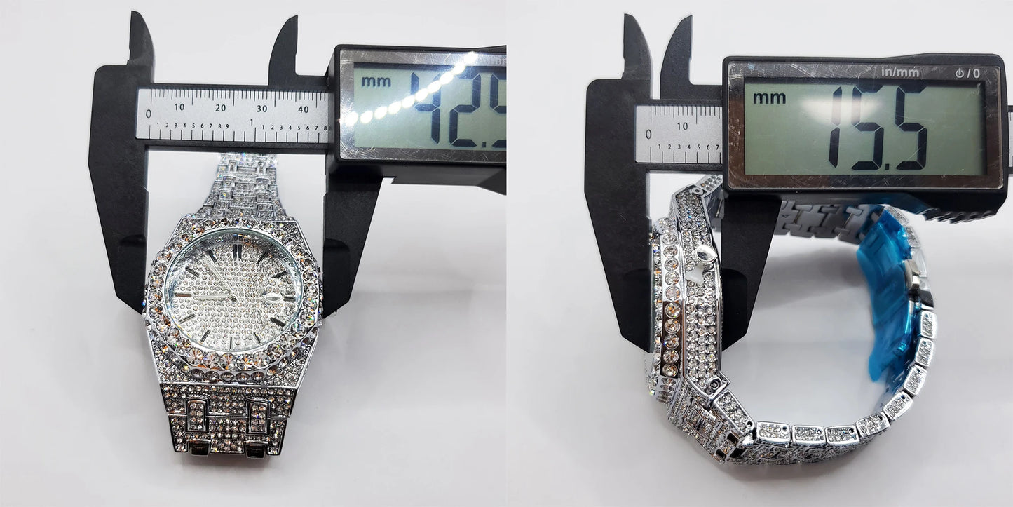 Droshipping Quartz Watches For Men Octagonal Case Luxury Diamond Men's Watch With Big Zircon Bezel Fashion Hip Hop Hand Clock