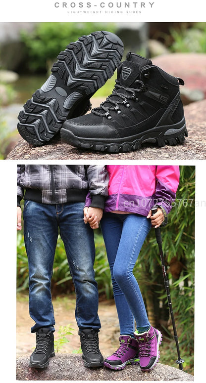 Couples Outdoor Hiking Shoes Comfortable Wear-Resistant Camping Climbing Mountain Shoes Breathable Sports Shoes Camping Boots