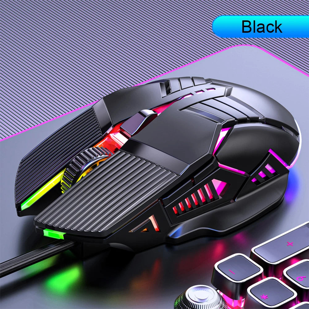 3200 DPI Ergonomic Wired Gaming Mouse, USB Computer Mouse, Gaming RGB Backlit Gamer Mouse, 6 Button LED Silent Mice for PC Laptop