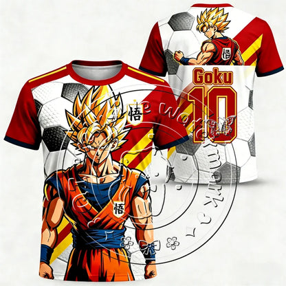 Dragon Ball Retro Super Goku 10 3D ispis, brzo sušenje, prozračan uniseks majica kratkih rukava za nogomet i košarku, casual sportska majica