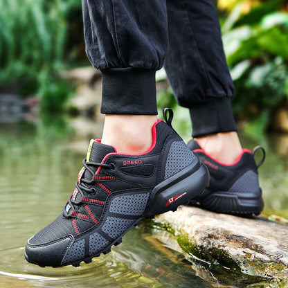 Scarpe da trekking da uomo all-terrain, scarpe sportive outdoor in mesh traspirante, antiscivolo e resistenti all’usura, scarpe da trekking e ciclismo outdoor