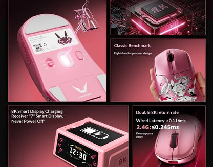 VALKYRIE VK M5 PRO Wireless Mouse Dual 8K Intelligent Display Screen Receiver Ergonomic Lightweight Low Latency Gaming Mouse