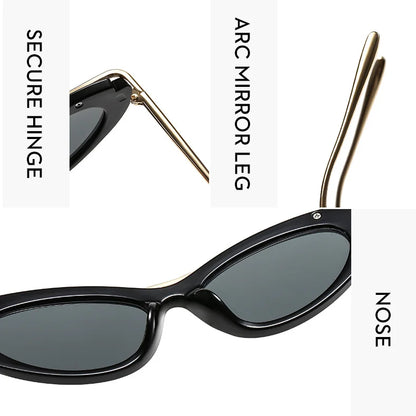 Fashion Small Cat Eye Sunglasses Women 2026 Luxury Brand Punk Metal Frame Sunglass Vintage Sexy Traveling Eyewear UV400 Shades