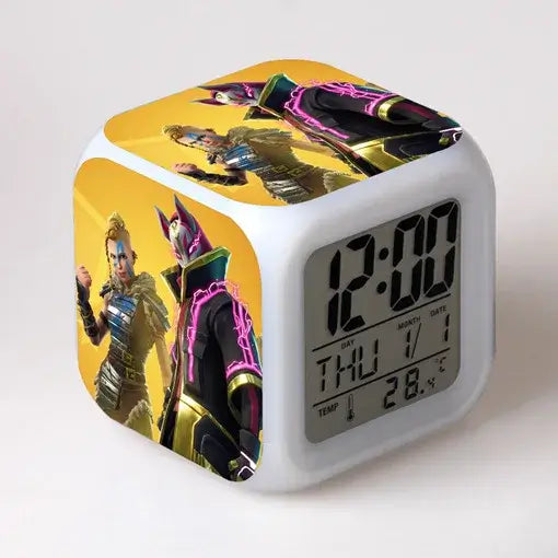 Fortnite-Wecker, niedlich, modisch, im Cartoon-Stil, personalisiert, kreativ, Kawaii, minimalistischer LED-Wecker, Geschenk zum Geburtstag von Freunden
