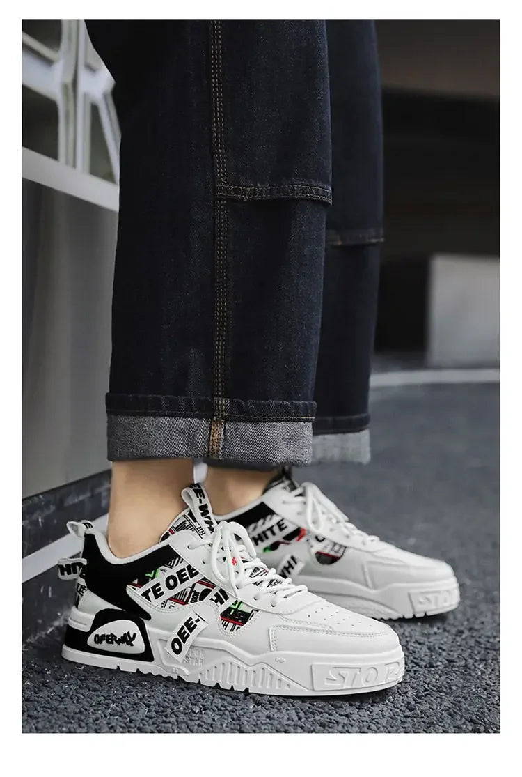 Casual mode lædersneakers Nye skateboard-herresko Udendørs løbesko Sportssko Vandreture Tennis Plateausko Luksusfodtøj