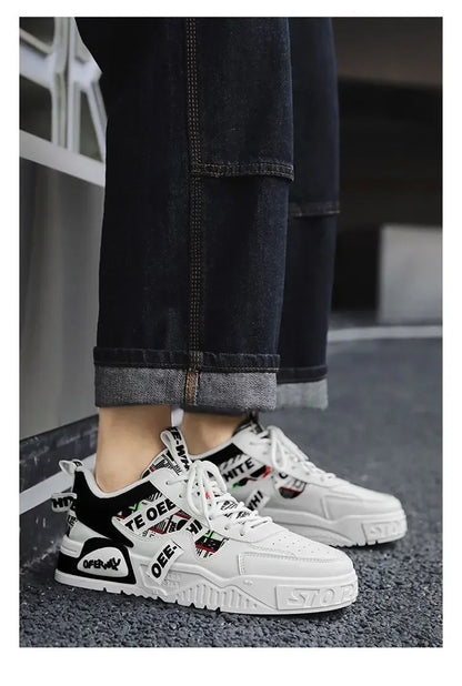 Casual mode lædersneakers Nye skateboard-herresko Udendørs løbesko Sportssko Vandreture Tennis Plateausko Luksusfodtøj