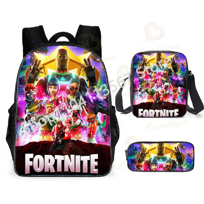 „Fortnite Kids“ 3 vnt. kuprinių rinkinys: moteriškos kuprinės, biuro reikmenys paauglėms mergaitėms ir berniukams, nešiojamojo kompiuterio kuprinė, kasdieninė kelioninė kuprinė