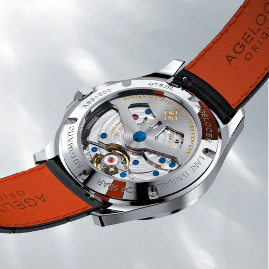 AGELOCER Original Baikal Watch Pánské automatické mechanické hodinky s velkým kalendářem, vhodné pro formální příležitosti, dárek k narozeninám pro muže