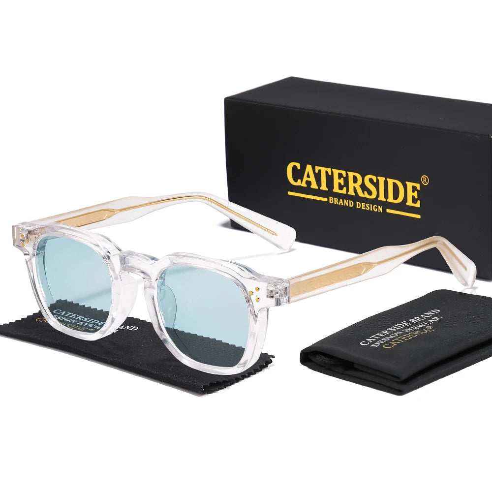 CATERSIDE New Fashion Men's Sunglasses Square Personalized Temple Tips Design Sun Glasses Women's Travel Party Festival Gift