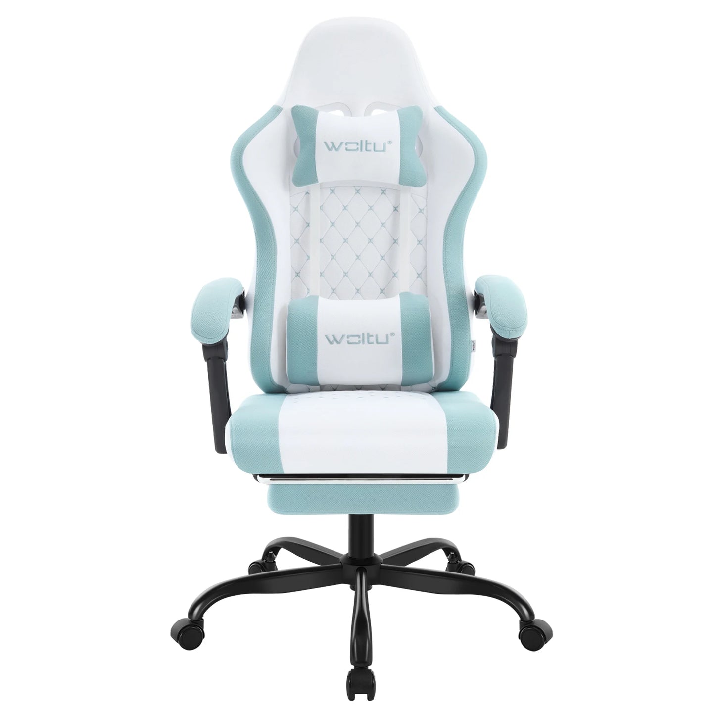 Fotel komputerowy obrotowy WOLTU z funkcją masażu, ergonomiczny fotel biurowy z poduszką i podnóżkiem, gamingowy fotel z regulacją wysokości