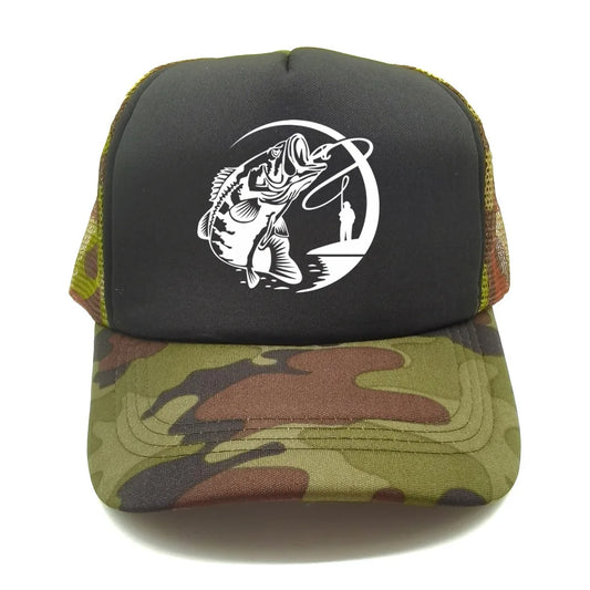 Fishing Skeleton Trucker Cap Summer Men Cool Fisherman Fishing Hat Baseball Cap Unisex Outdoor Mesh Net Caps MZ-238