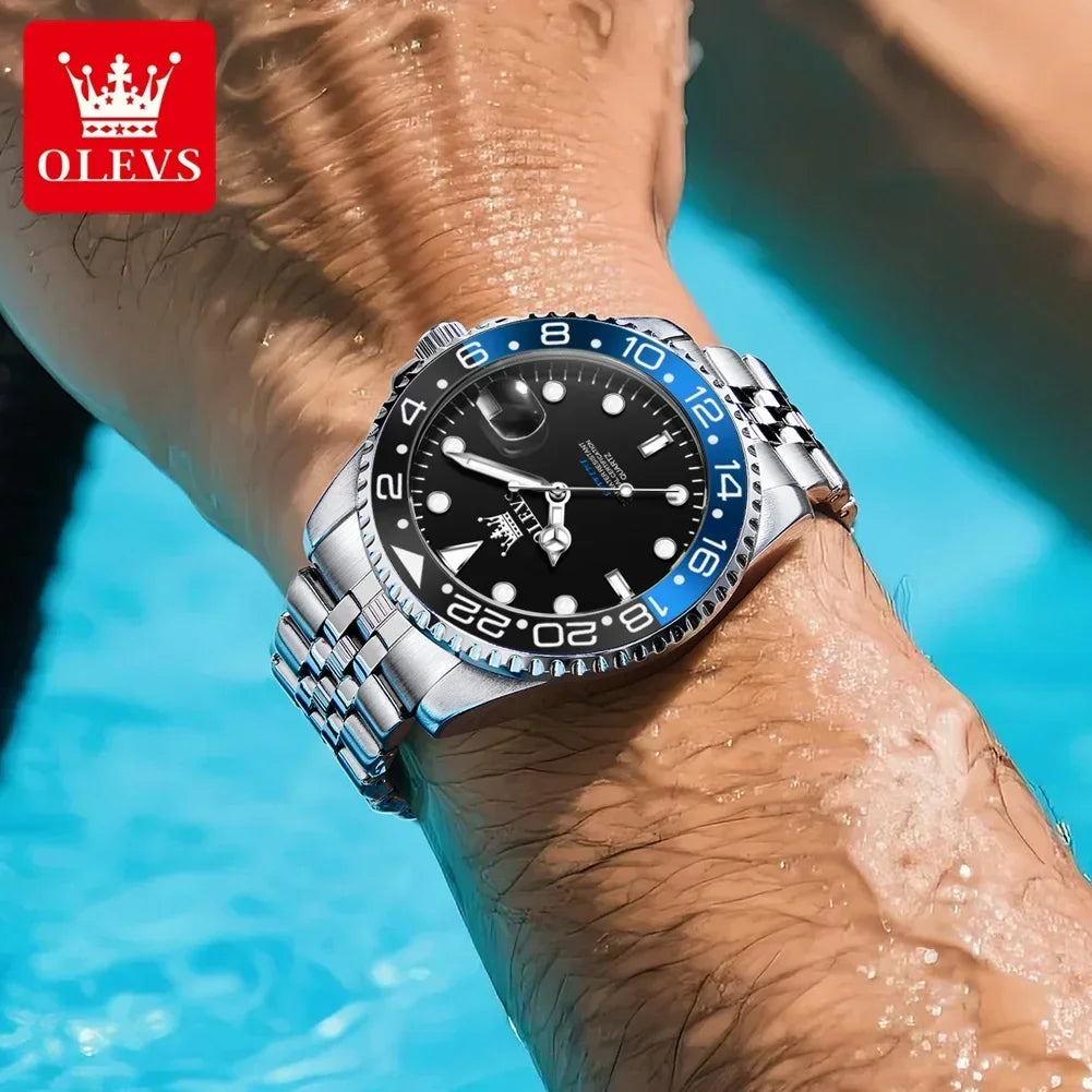 OLEVS 5657 New Mens Watch Original Stainless Steel Date Quartz Watch 30 M Waterproof Luminous Sports Man For Watches Gifts Reloj